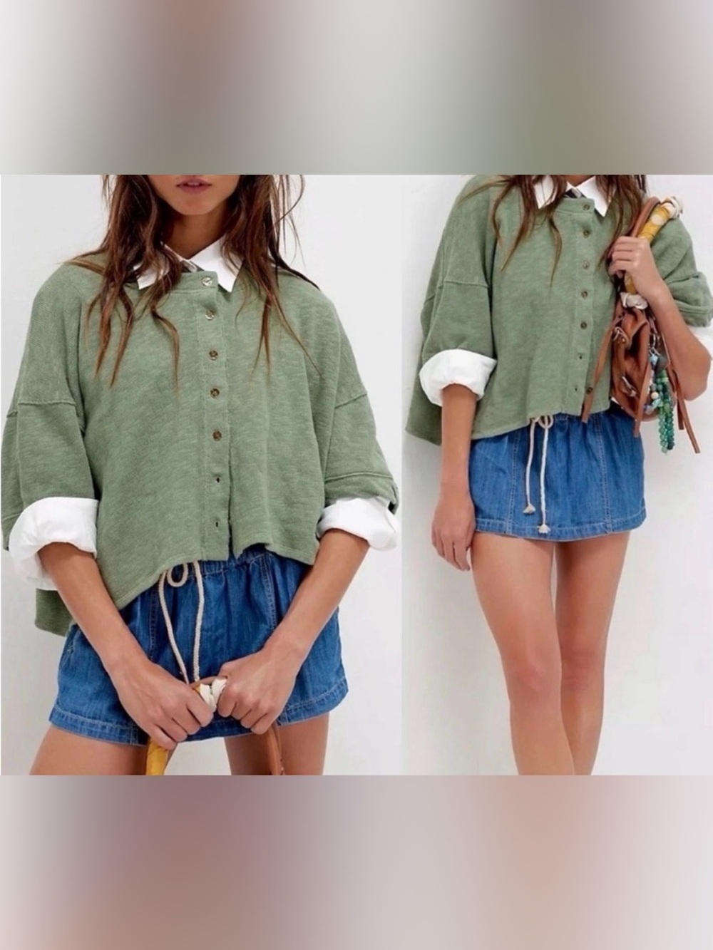 WE THE FREE Flasback cardi crop tee in calliste